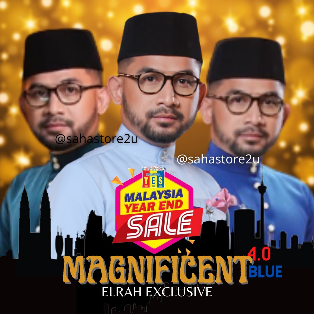 Baju Melayu Magnificent 4.0 Elrah Exclusive BAJU RAYA Baby Blue Light