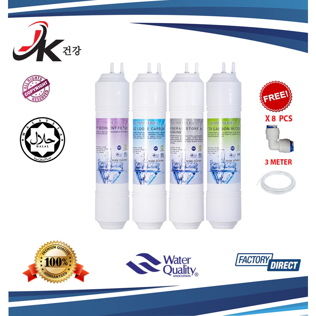 K PRO Alkaline Filter ( Korea ) Halal Filter - 4 pcs - 11" Replacement Water Filter Dispenser ( U TYPE )