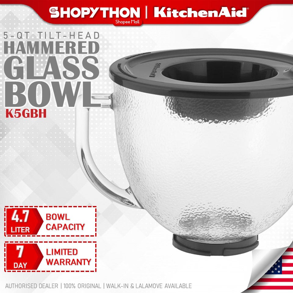 KITCHENAID 5Quart Hammered Glass Bowl K5GBH (4.7L) Pouring Spout