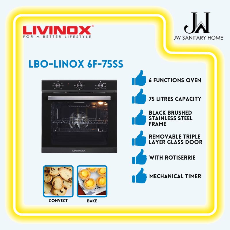 JW LIVINOX LBO-LINOX 6F-75SS Build-In Oven kitchen oven build in microwave Kitchen Home appliances built in Oven dapur