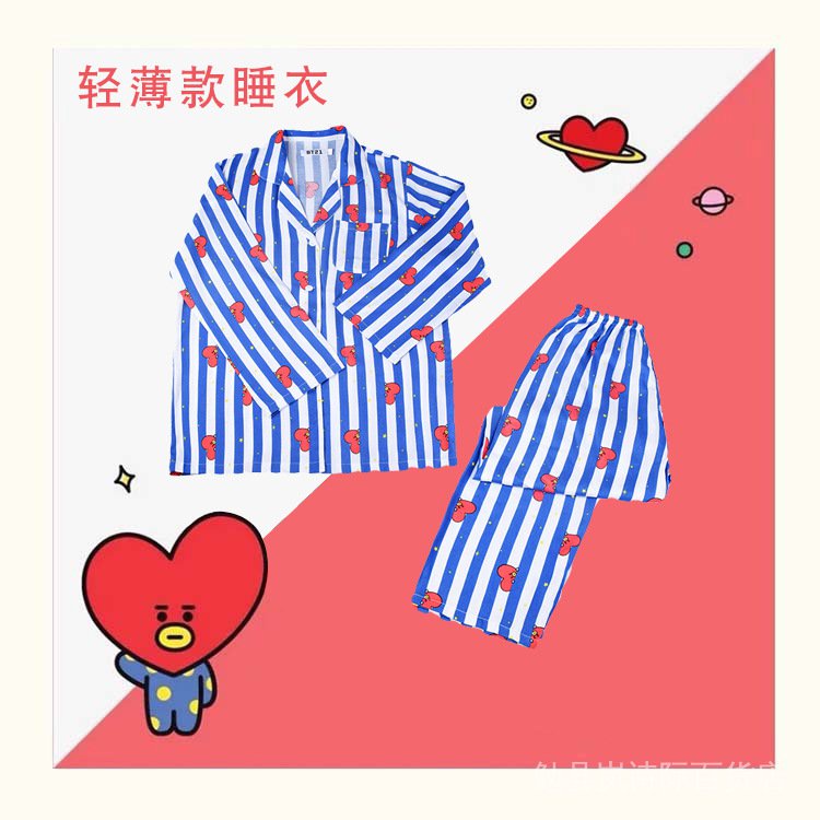 Cute Homewear Casual Wear Style Korean Wave Bts Merchandise Summer Pajamas Lightweight Two-Piece Suit Men Women 84OF