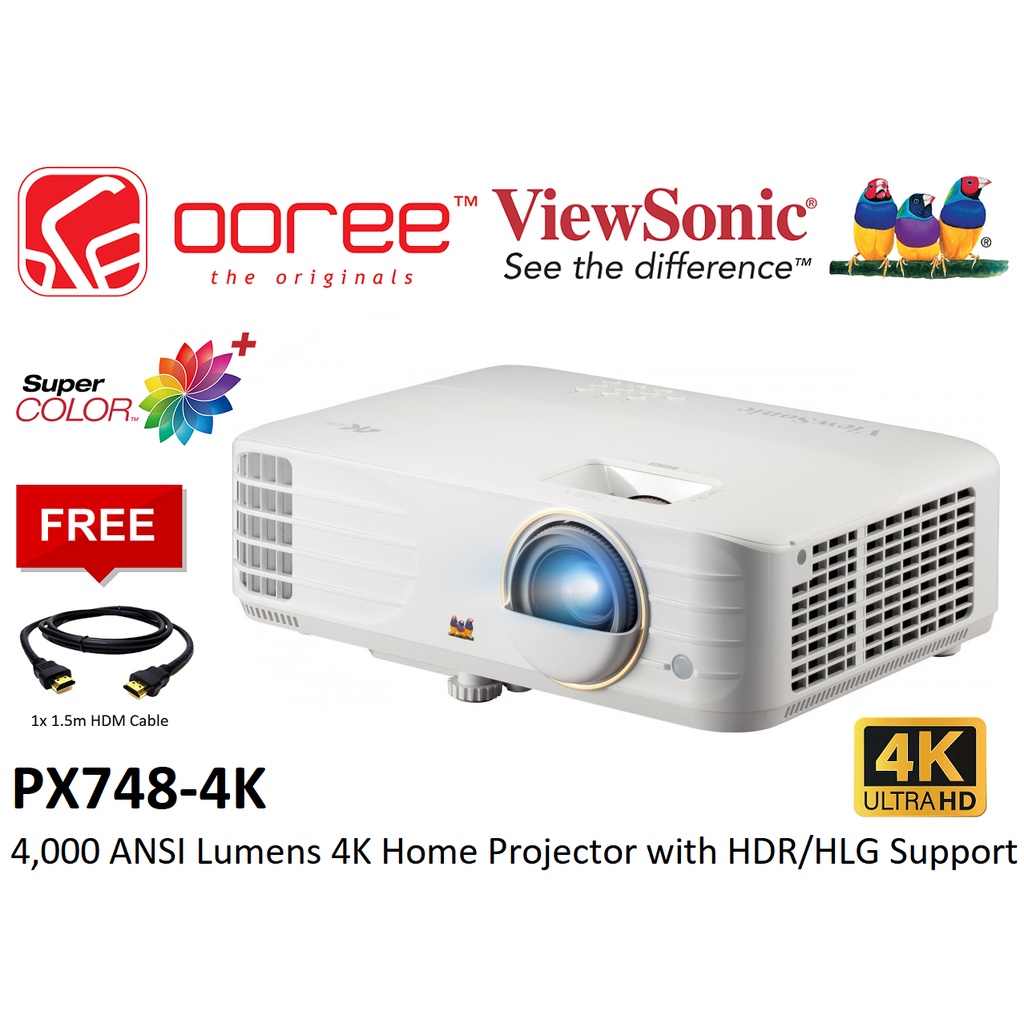 VIEWSONIC PX7484K 4,000 ANSI LUMENS 4K HOME PROJECTOR CONTRAST RATIO