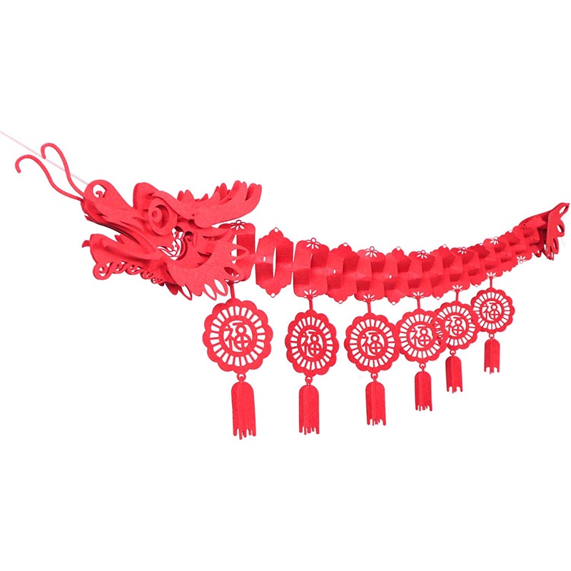 Chinese New Year Red Dragon Hanging Decorations,Chinese New Year Decor Party Favors Party Supplies Lunar New Year Decorations（1.7m）