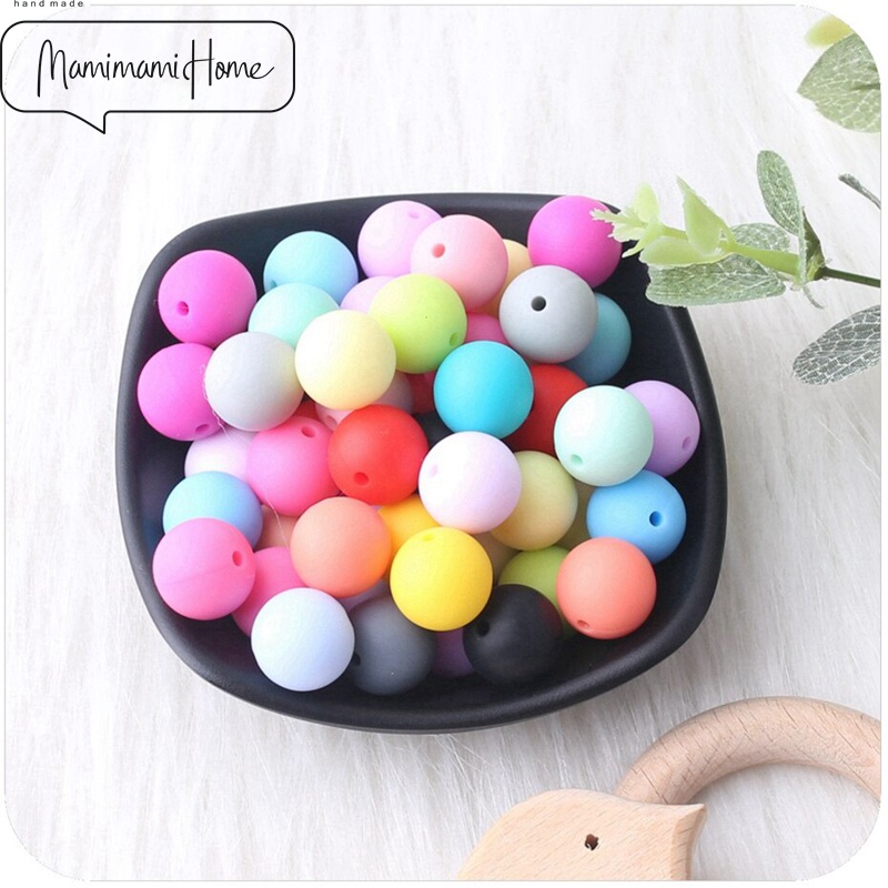 【Optional Color】Bopoobo Baby Care Teether Candy Colors 12mm 50pc Silicone Beads Sensory Chewing Toy DIY Jewelry Nursing Accessories Baby Teether