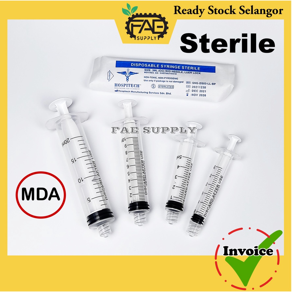 Syringe Picagari Luer lock Luer slip 1/3/5/10/20/30/50 mL/CC Shopee Malaysia