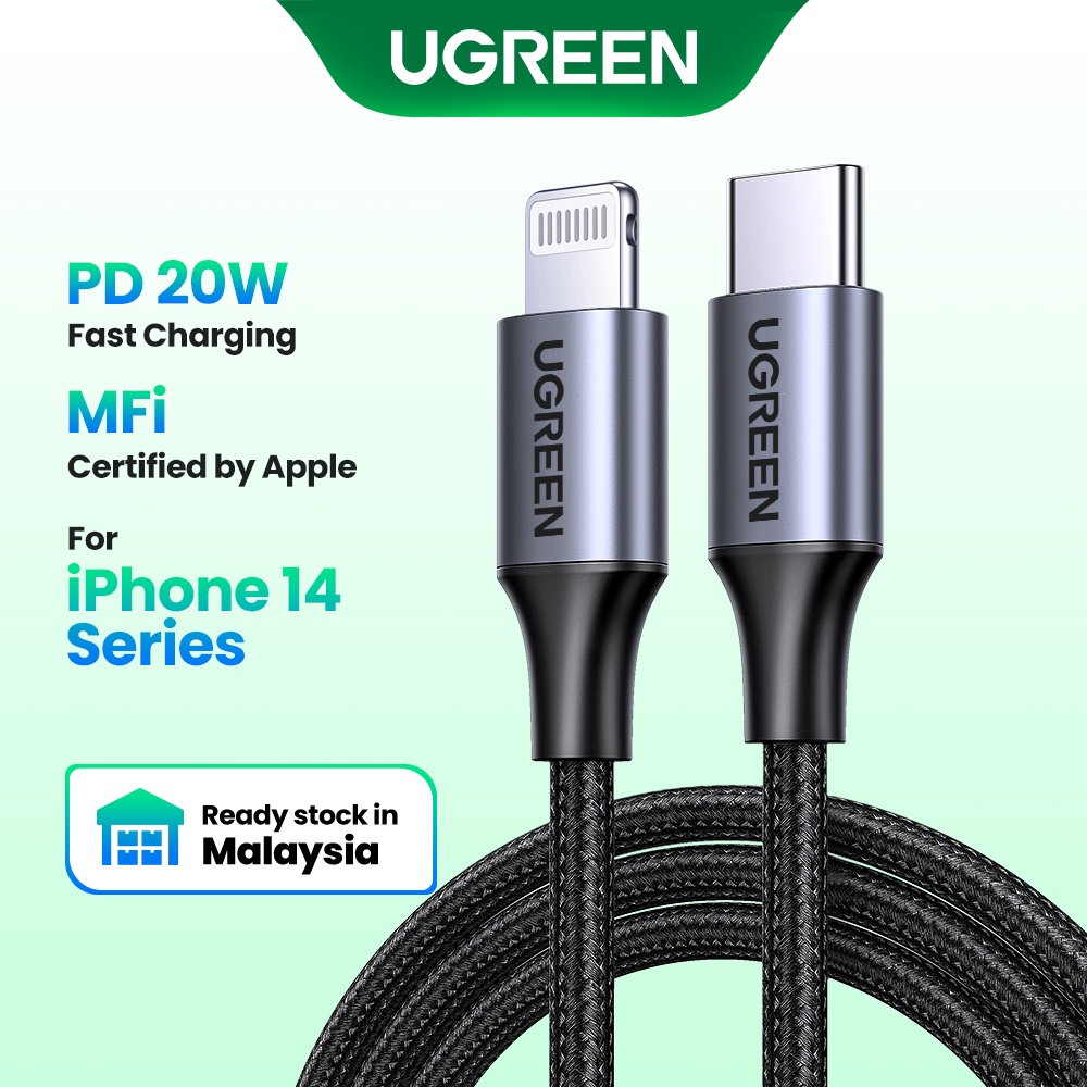 Ugreen Mfi Bradied Usb C To Lightning 20w Pd Fast Charging Usb Type C Cable Data Cable 9698