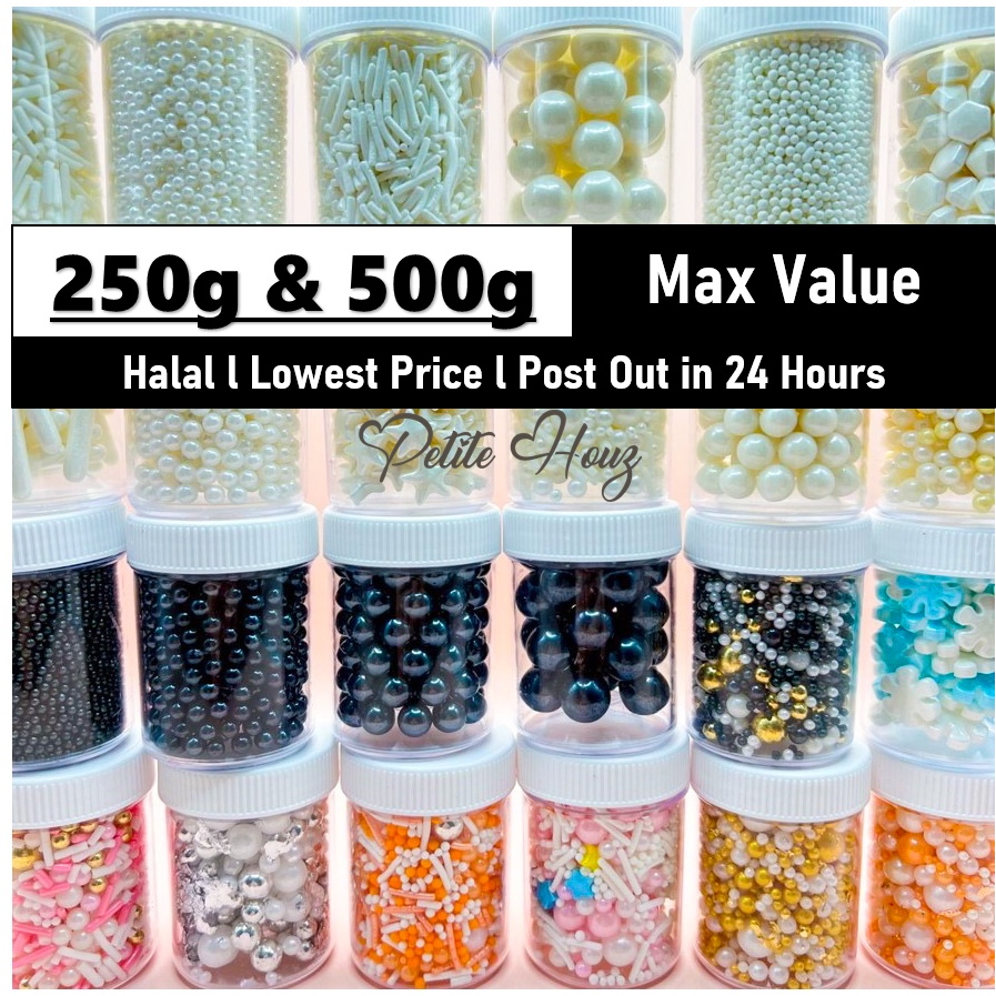 [250g/500g] Cheapest HALAL Edible White & Black Sprinkles Cake Sugar