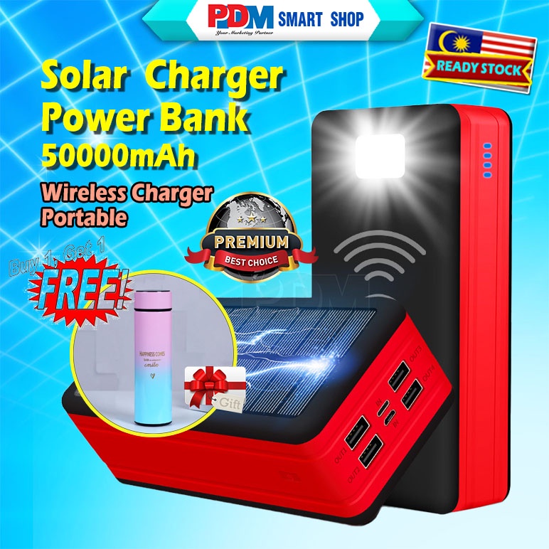 PDM Premium Solar Power Bank With Wireless Charging Large Capacity