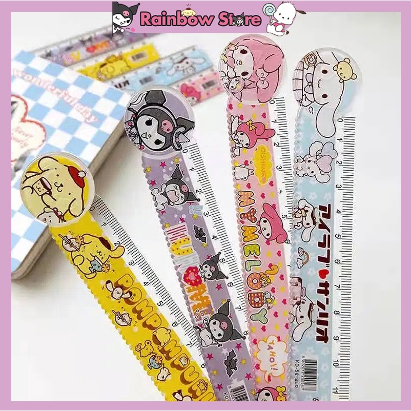 15cm Cartoon Sanrio Ruler Cinnamon Dog Kuromi Student Transparent Girl ...