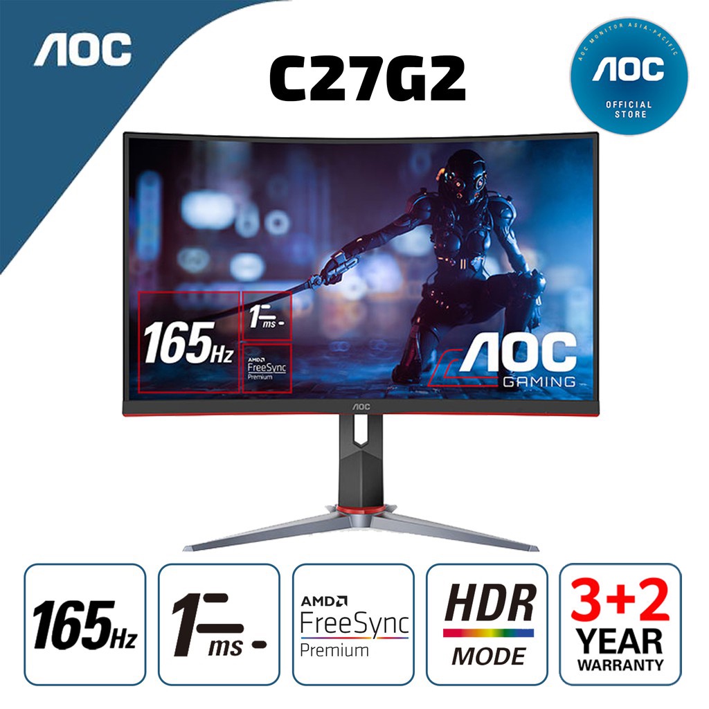 AOC C27G2 27" 165HZ 1MS CURVE FHD ADAPTIVE SYNC GAMING MONITOR | Shopee ...