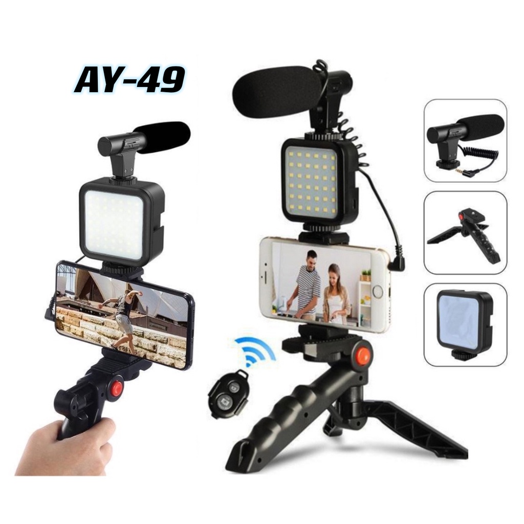 AY49 Video Making Kit AY49 Making Vlog Tripod Kit with Microphone LED