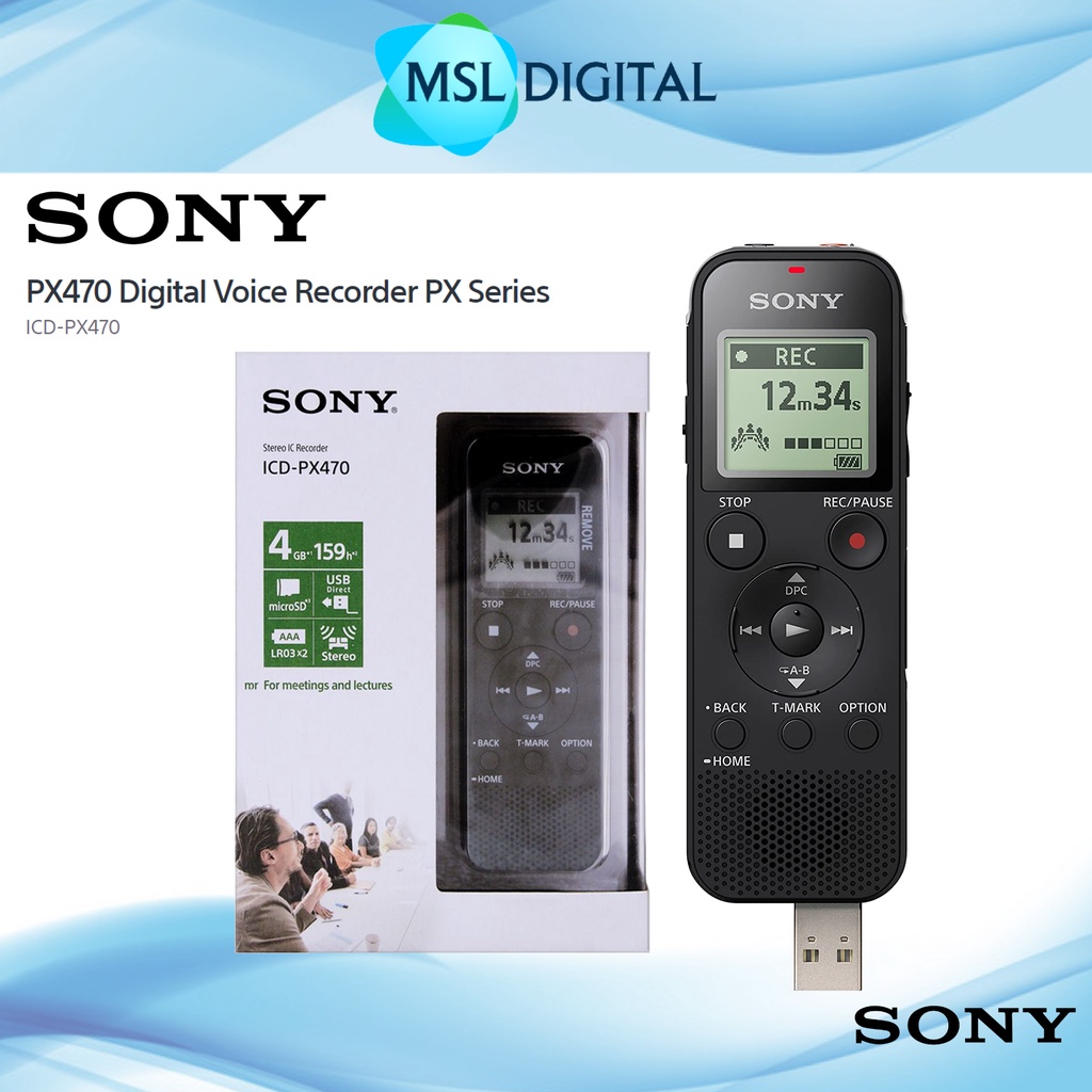 Sony ICDPX470 Digital Voice Recorder with USB with Stereo SMicrophone