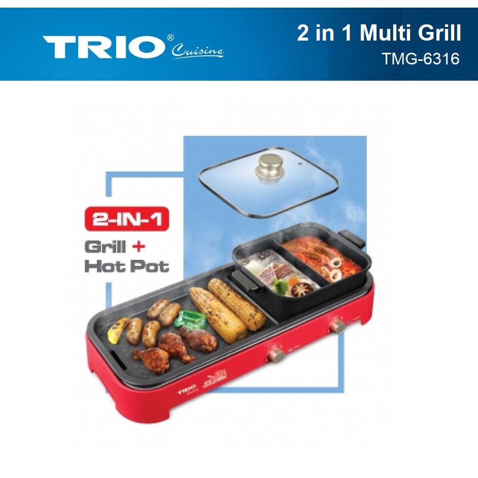 TRIO Electric 2in1 Multi Grill Hot Pot + Grill TMG6316 Shopee