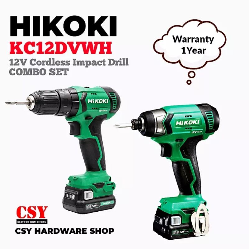 Hikoki Kc12dvwh Cordless Combo Set 12v Dv12da Wh12da Impact Drill