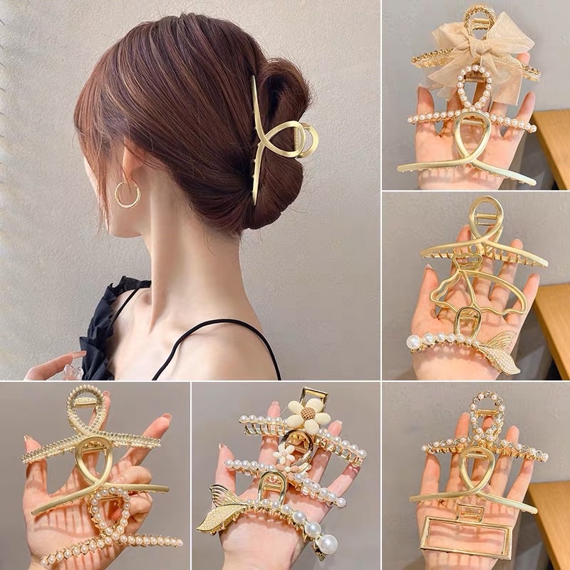 Ready StockKorea hair clip sempit rambut Shark Clip Metal Clip Hair Accessories pearl hair clip珍珠发夹金属发夹韩式发夹抓发