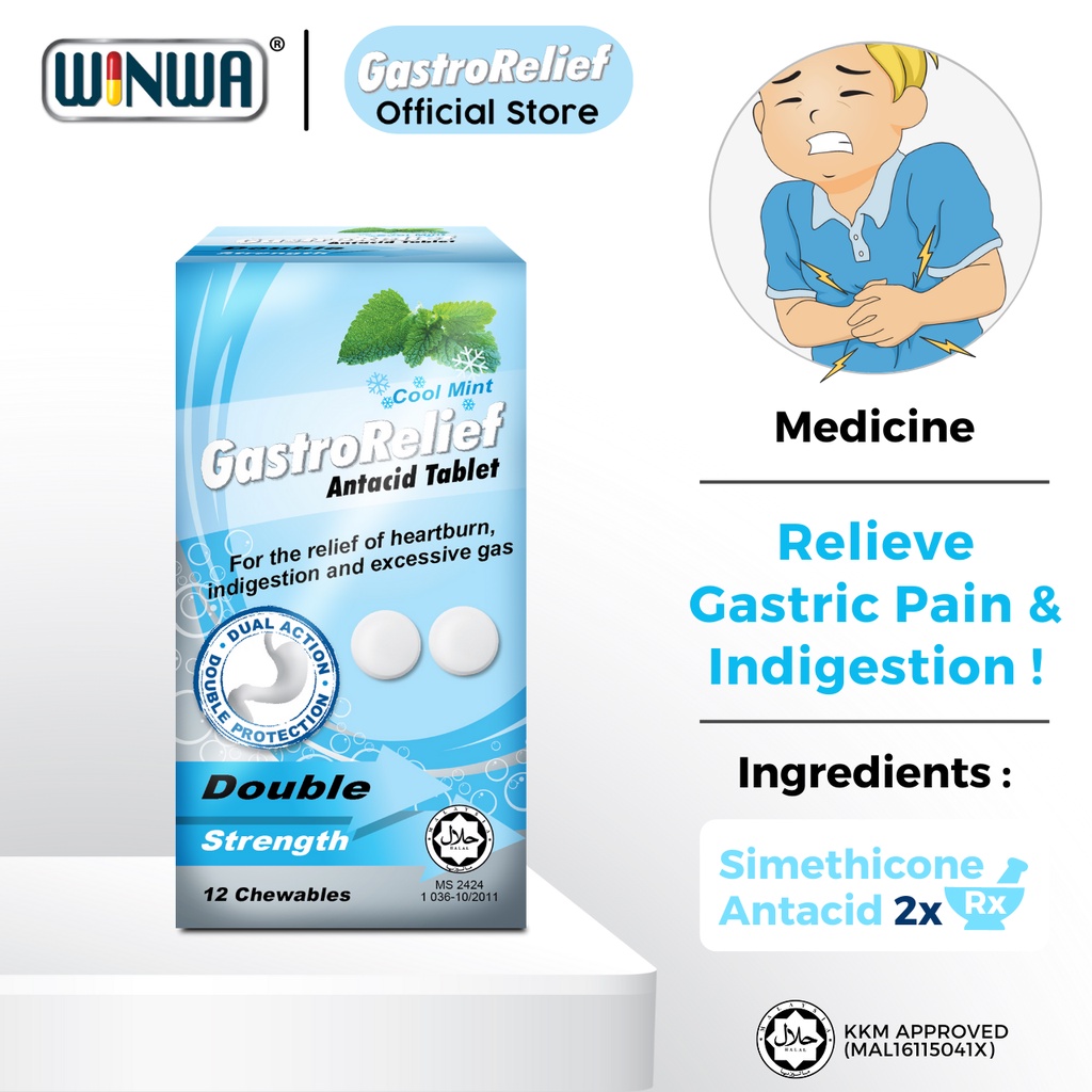 GastroRelief Antacid Chewable Tablet (Double Strength) For