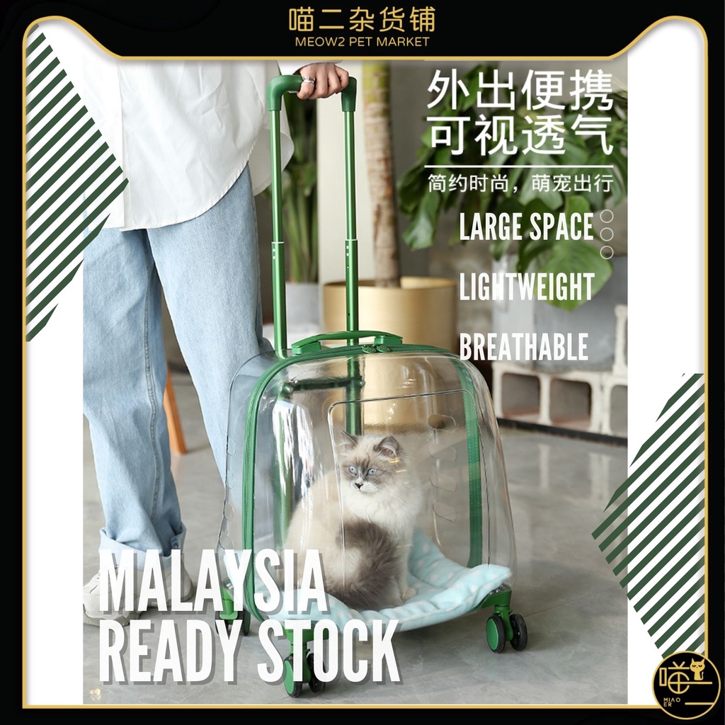 MY READY STOCK] Pet Trolley Case Carrier for Cats and Puppies, Pet Carrier,  Comfort with Mat for travel Pet Beg Green | Shopee Malaysia