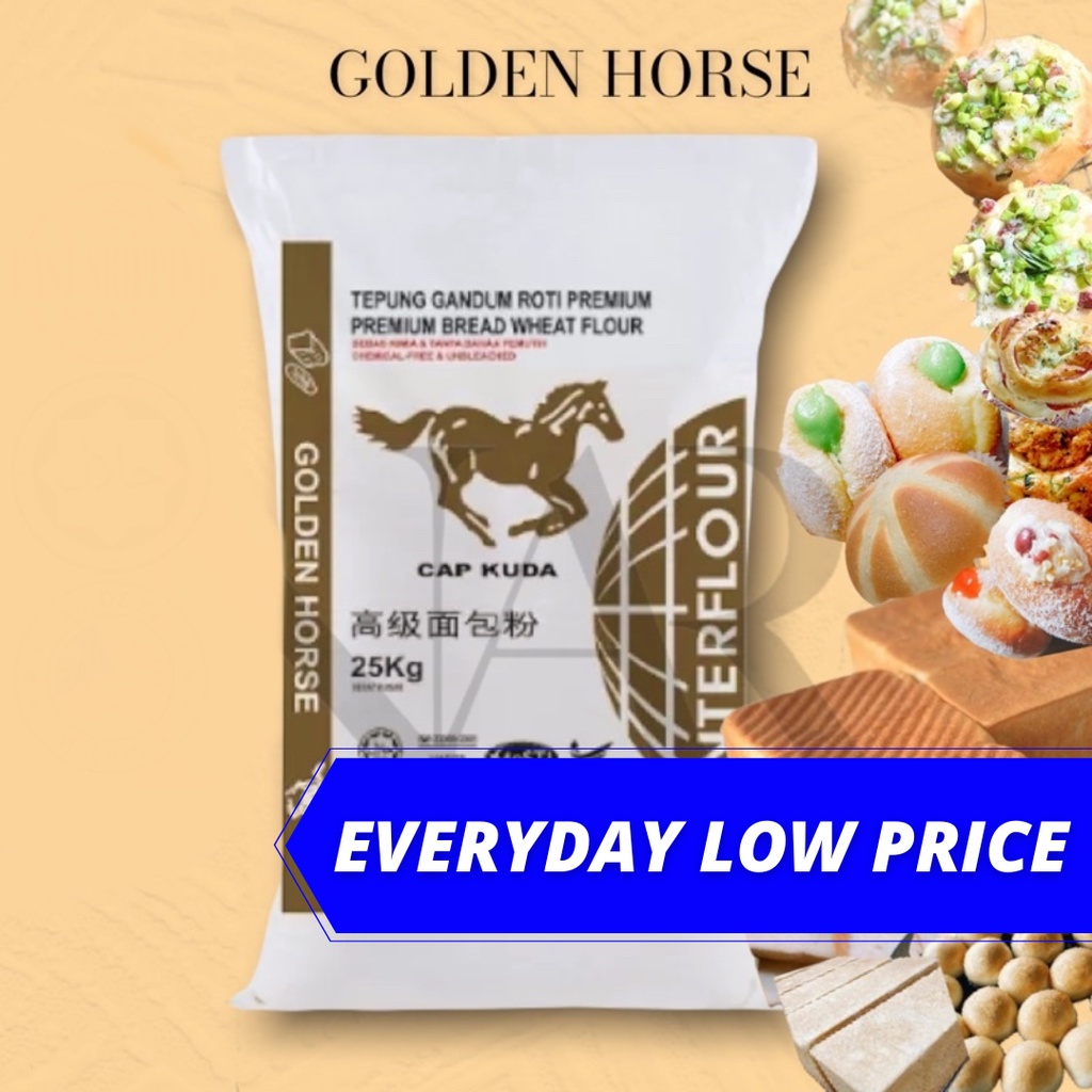 [1kg] Golden Horse Unbleached High Protein Flour / Tepung Roti Protein