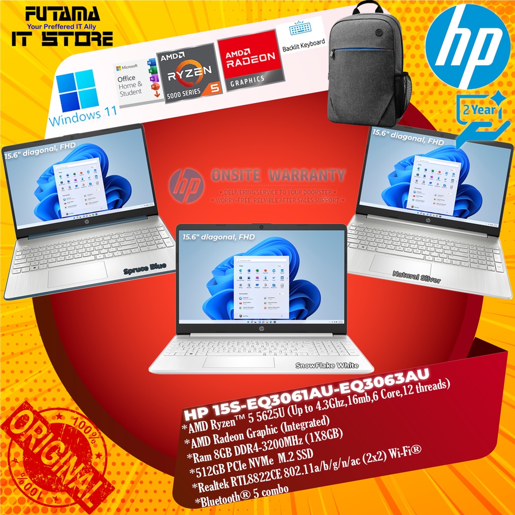 Hp Laptop 15s Eq3061au Eq3063au 156 Fhd Ipswin11 Home Ms Office 2021 Handsryzen 5radeon 8526