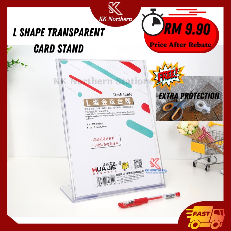 A4 Card Acrylic Table Stand Strong L Shape Transparent Card Stand