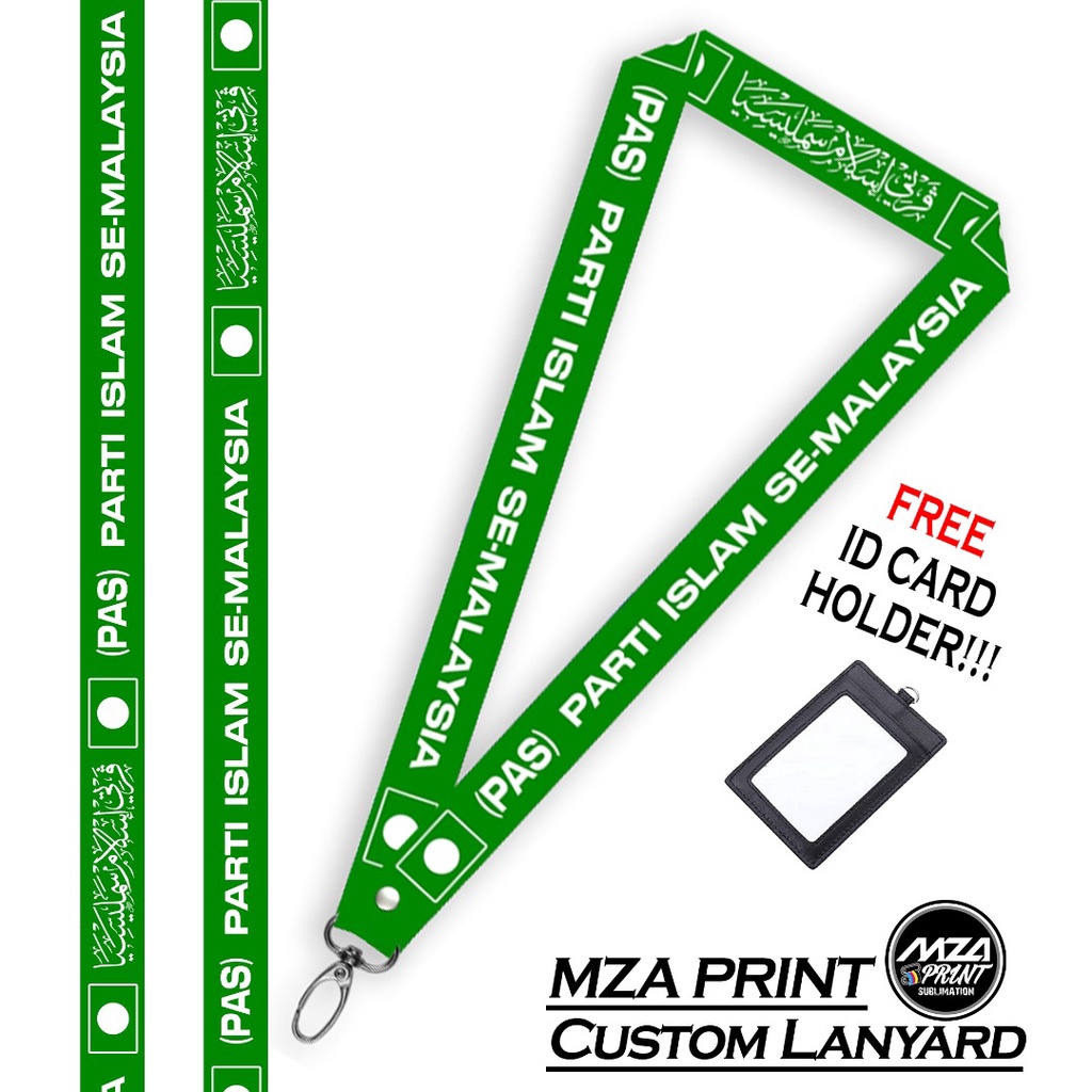 Custom Lanyard PRU 15 PAS Parti Islam Se-Malaysia Edition + FREE ID Holder