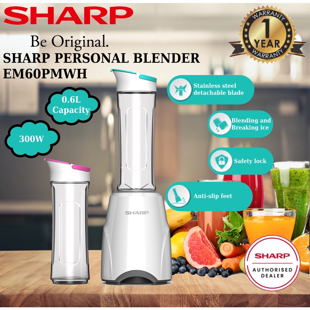 SHARP 0.6L PERSONAL BLENDER WITH TWO TUMBLE EM60PMWH Shopee Malaysia