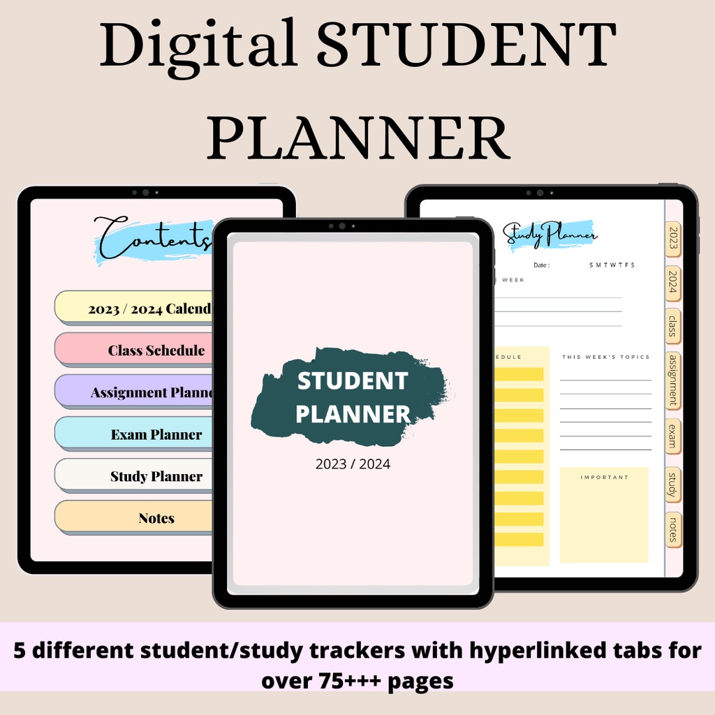 2023/2024 Digital Student Planner with hyperlink ll Digital planner ll