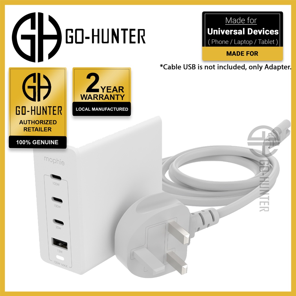 Mophie Speedport 120W Power Adapter USBC PD GaN Technology White