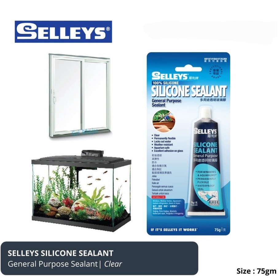 SELLEYS Silicone Sealant 75g Clear Silicon General Purpose Glass ...