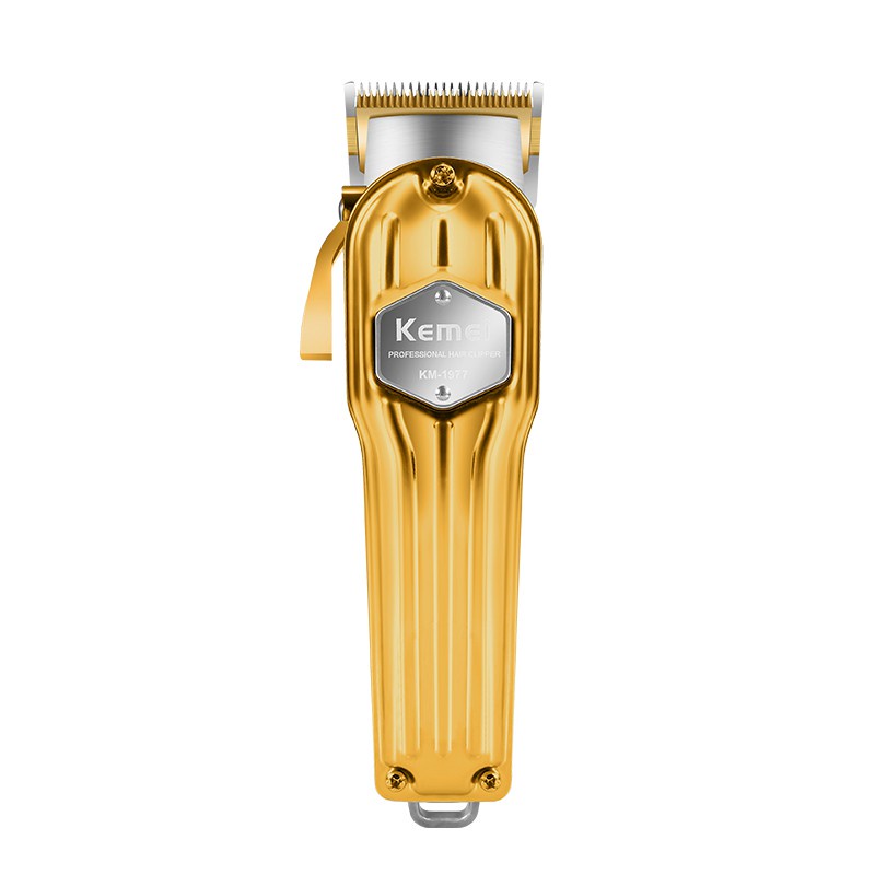 Kemei-1976 Professional Electric Hair Clipper All Metal Trimmer Powerful Cordless Hair Trimmer Gold Haircut Machine For Barber KM-1977