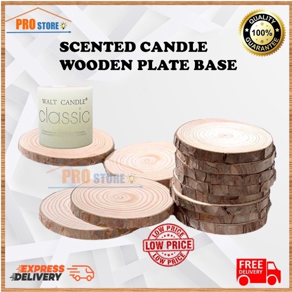 【PROSTOREMALAYSIA】 Wooden Scented Candle Base Plate Natural Pine Wood Coaster Hand Painting Wood kayu tikar lilin 松木蜡烛垫