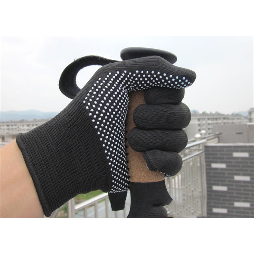 Anti Slip Hiking Glove Black Gloves Dot Fishing Ricefield Eel Labor Protection Sarung Tangan Kain Bintik Getah
