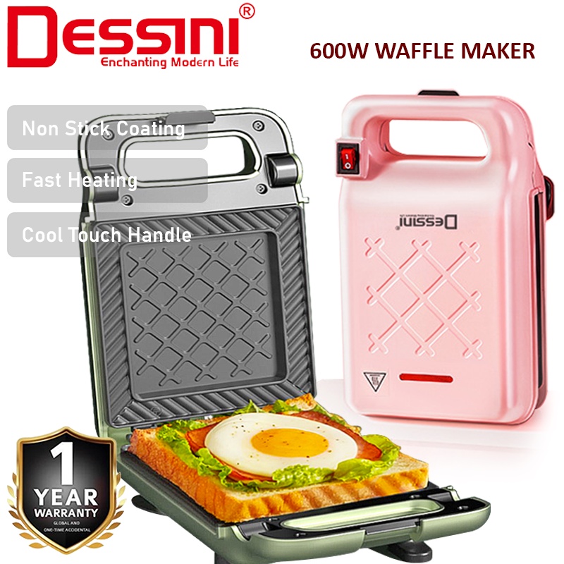 DESSINI ITALY Double Sided Electric Sandwich Panini Waffle Pizza Maker Toaster Barbecue BBQ Grill Non-Stick Baking Pan