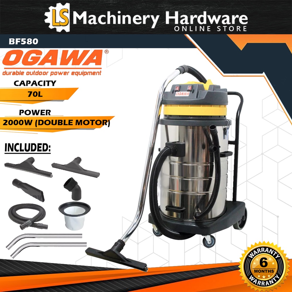 Ogawa 2000Watt 70Litre Double Motor Industrial Wet & Dry Vacuum Cleaner