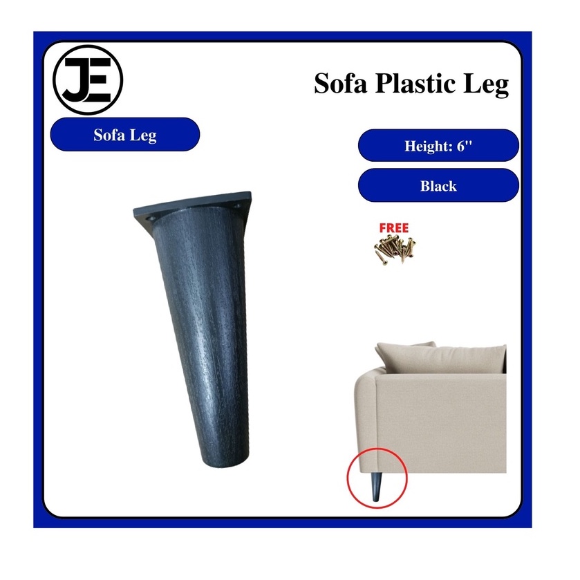 6" / 150mm Sofa Plastic Cone Leg DIY Sofa Repair Divan (NO.98) - FREE SCREW