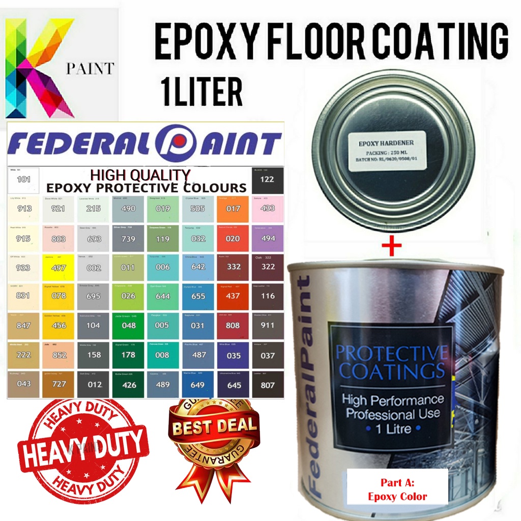 EPOXY FLOOR PAINT / CAT EPOXY LANTAI / 1L / Mici EPOXY / Heavy Duty