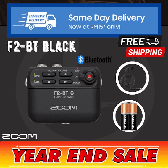Zoom F2BT Field Recorder With Lavalier Microphone And Bluetooth