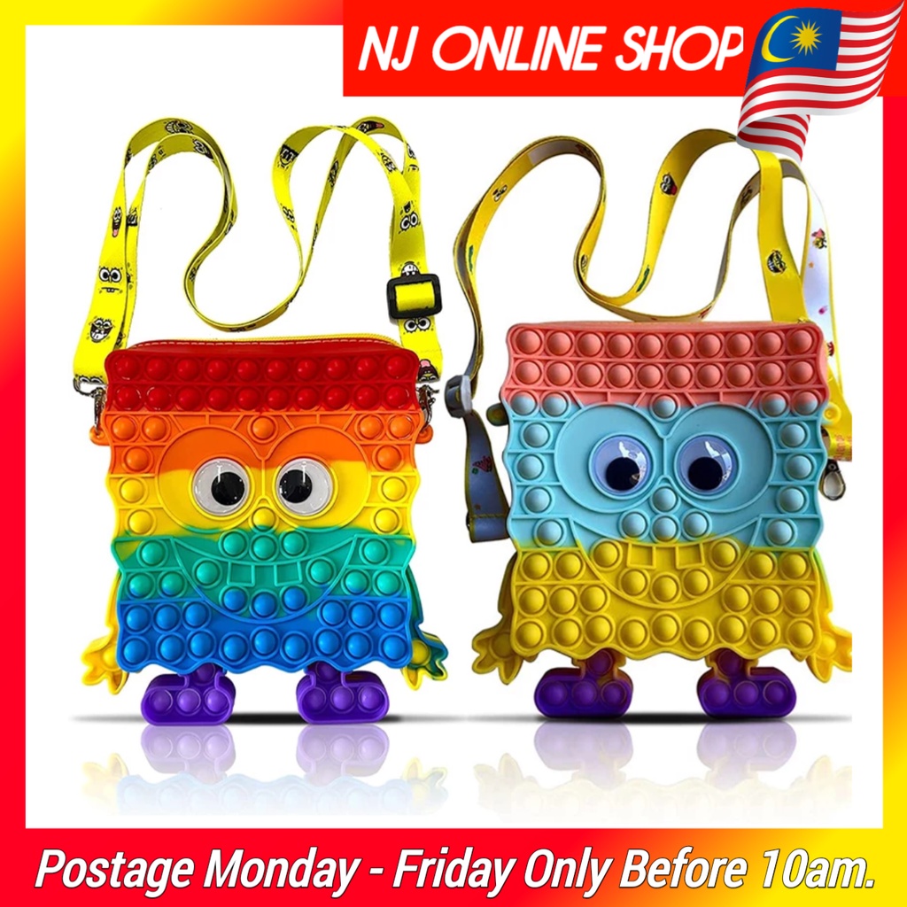 POP IT Bag Spongebob and Hello Kitty Girl Boy Purse Shoulder Bag