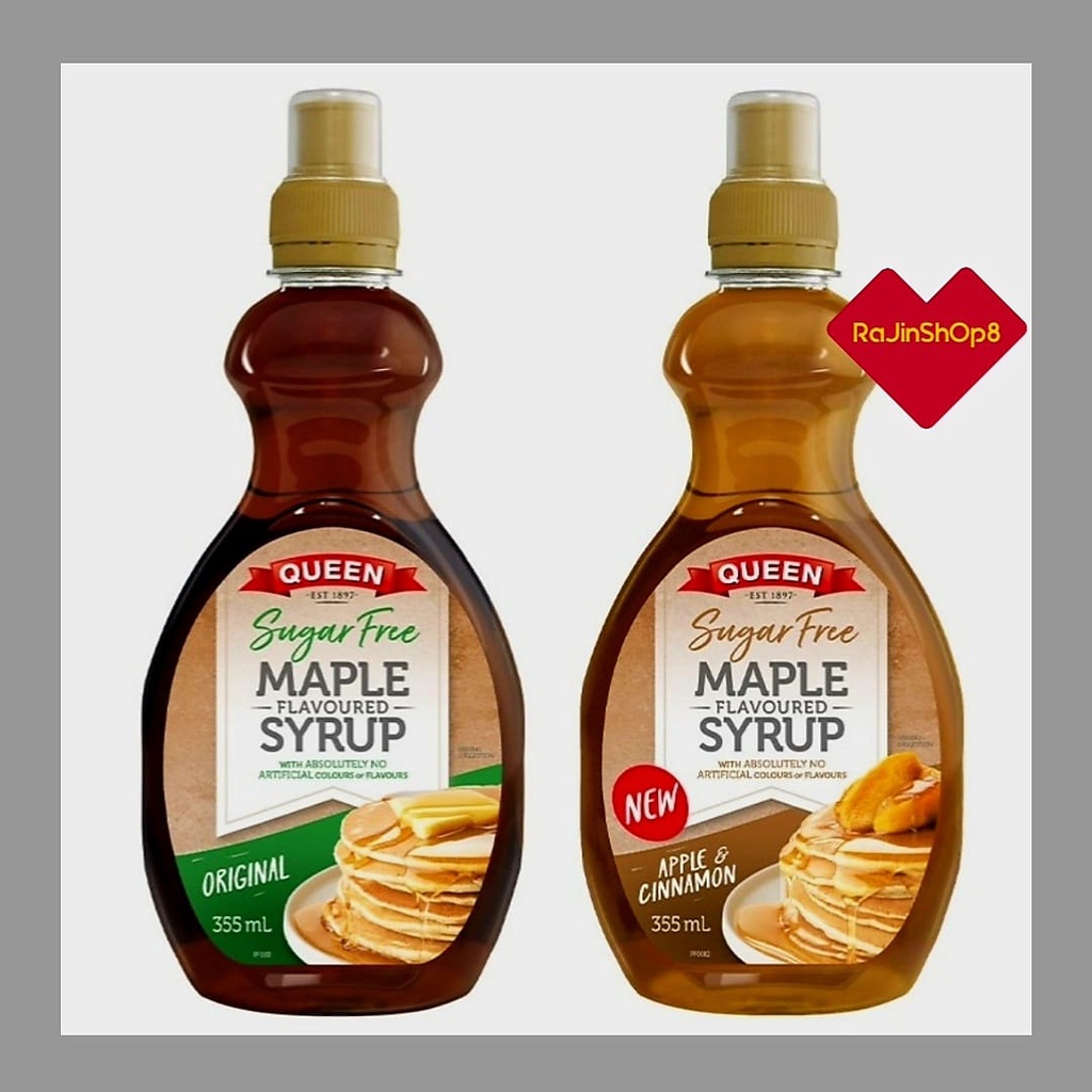 QUEEN Sugar Free - Maple Flavored Syrup Original / Apple , Cinnamon Maple Flavored Syrup / Vanilla Syrup - 355ml