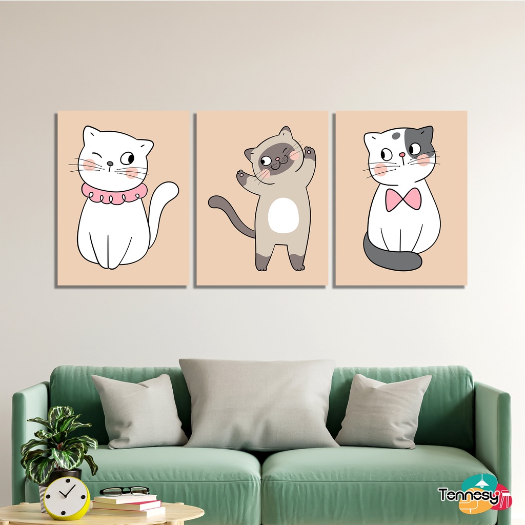 KAYU HIASAN DINDING Cat WALL Hanging CAT WALL DECOR 15x20CM Cute CAT