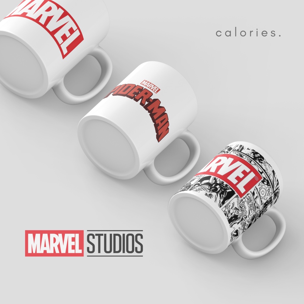 Calories Mug Marvel Herors Avenger spiderman spidey Souvenir Gift Hampers Glass mgmr