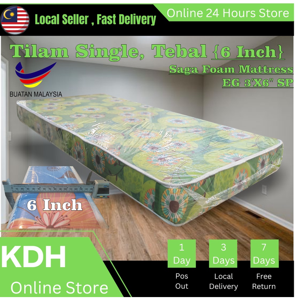 (KDH Online) Tilam Single/Tilam/Foam Mattre High density Tilam 4&5&6&8