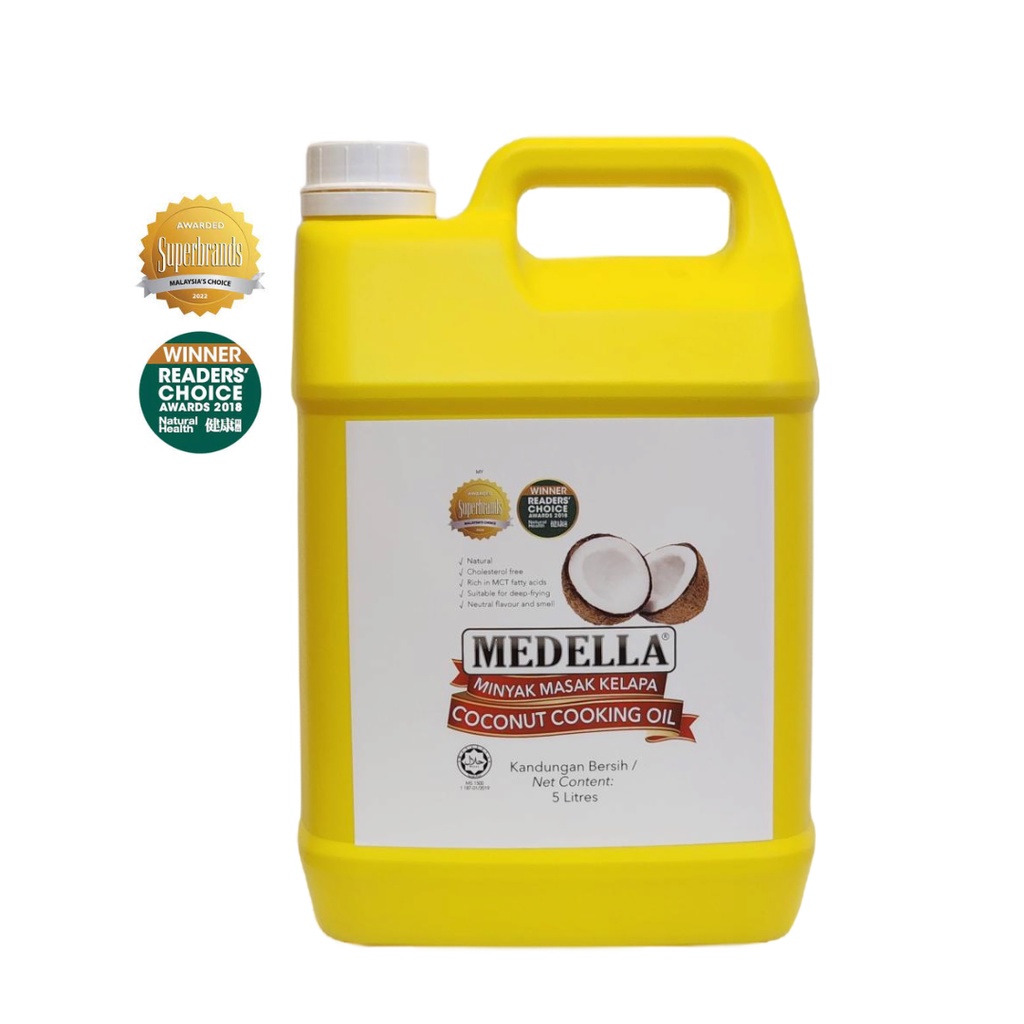 MEDELLA Coconut Cooking Oil (5.0L) | 2 YEARS best before all freshly produced