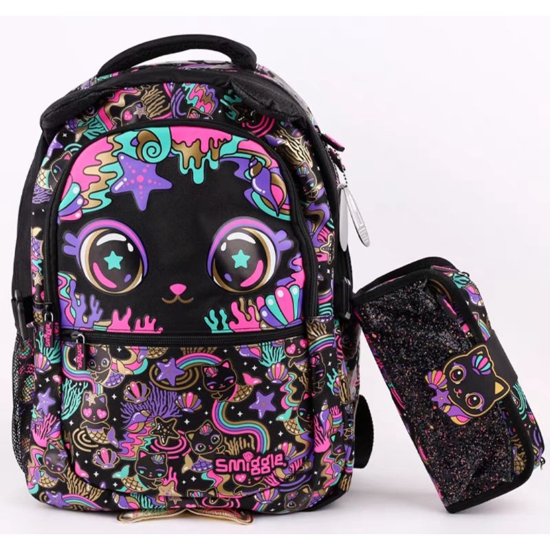Original Smiggle bagpack for primary school black cat bag sekolah