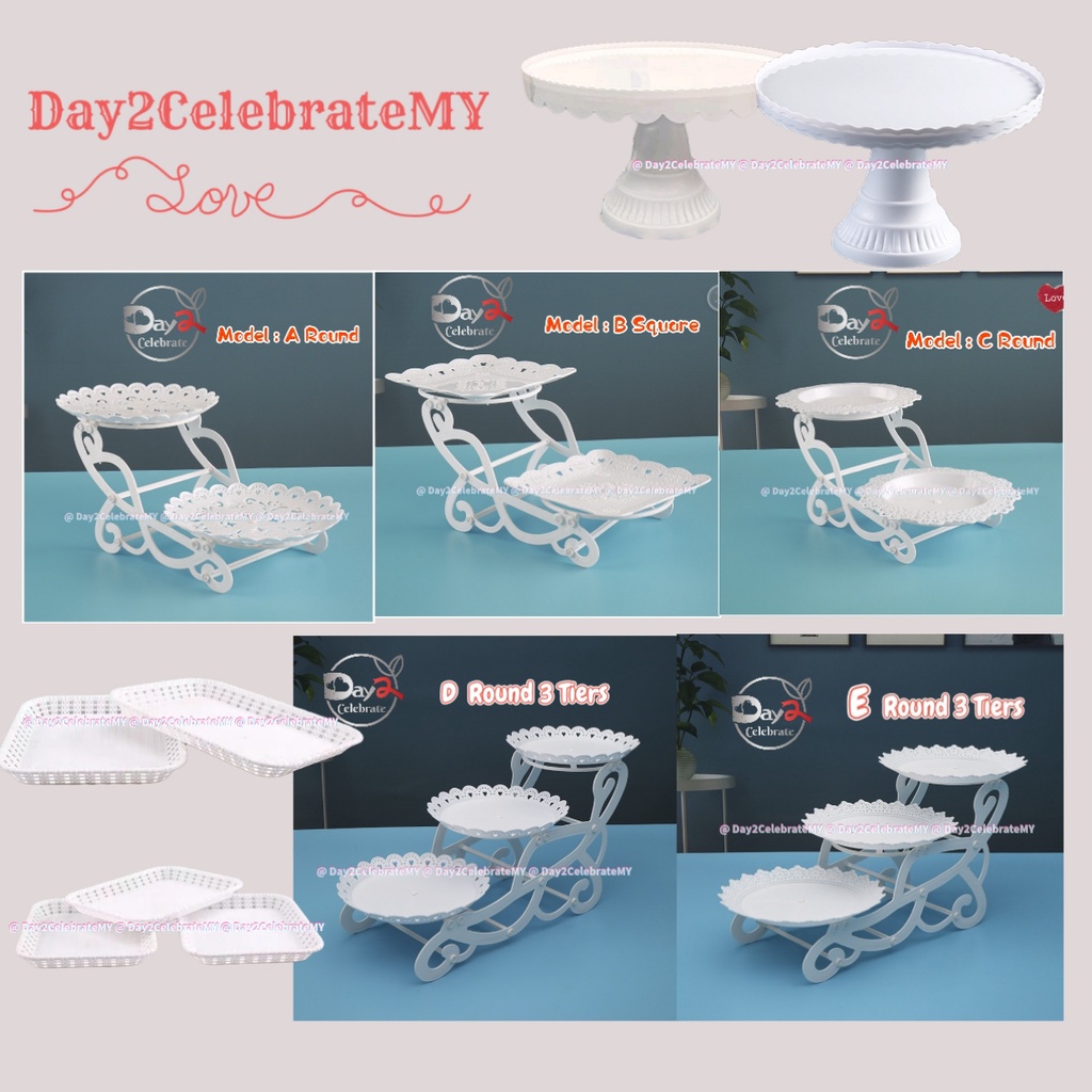 Birthday Party Decorations Birthday Cake Tray Cake Stand Dessert Display Stand High Tea Dessert Plates Wedding 双层轮蛋糕托盘