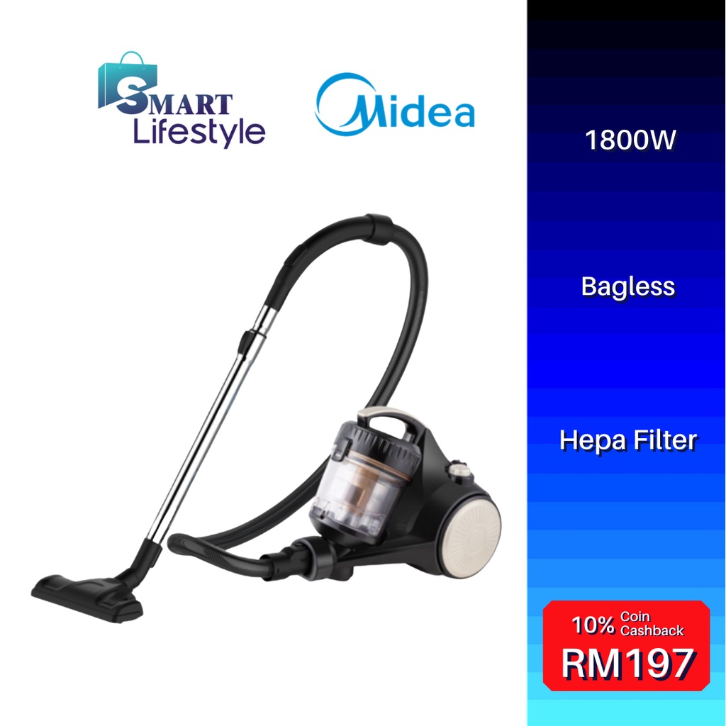 Midea 1800W Bagless Vacuum Cleaner with HEPA Filter MVC-V18K-BG