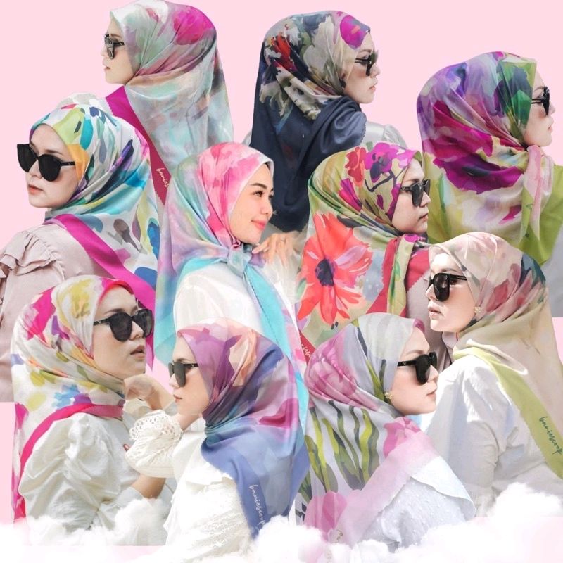 Baniescoop Rectangular Hijab / Floral Motif Voal Hijab