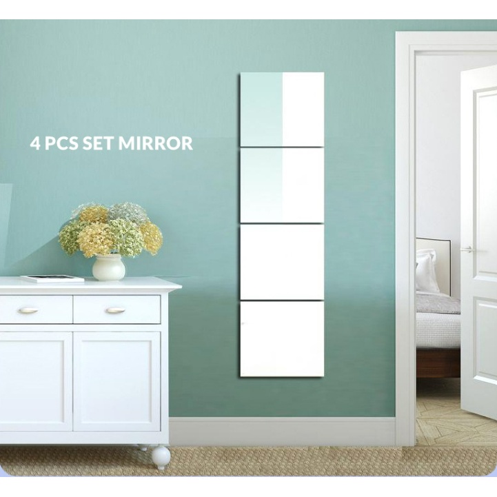 4 Pcs Set Real Mirror Dressing Wall 4 Keping Set Dinding Solek Cermin 镜子梳妆台墙套装