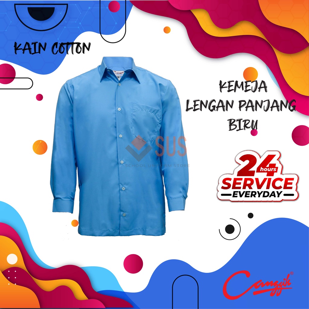 ORIGINAL CANGGIH / KEMEJA PENGAWAS LENGAN PANJANG BIRU ( BAJU KEMEJA ...