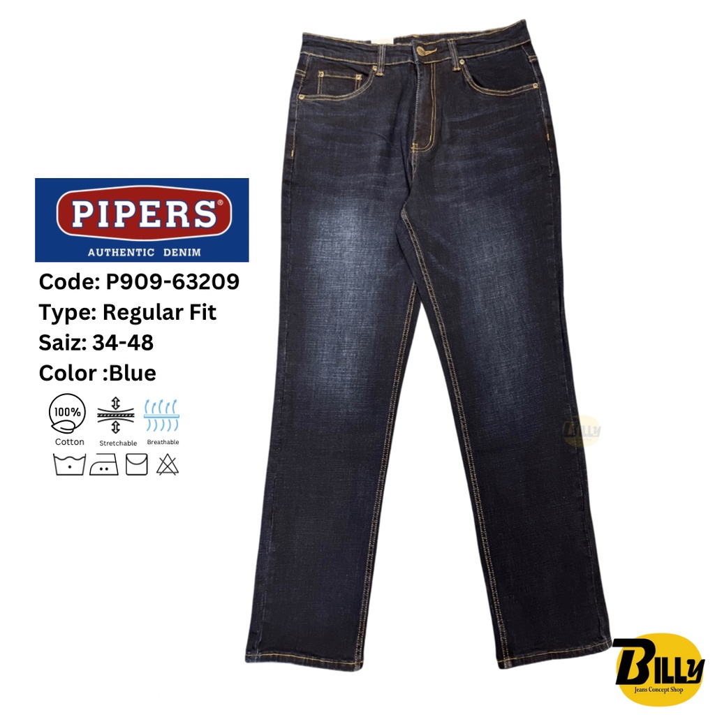 PIPERS Brand Men’s Regular Fit Stretchable Jeans (P909-63209) | Shopee ...